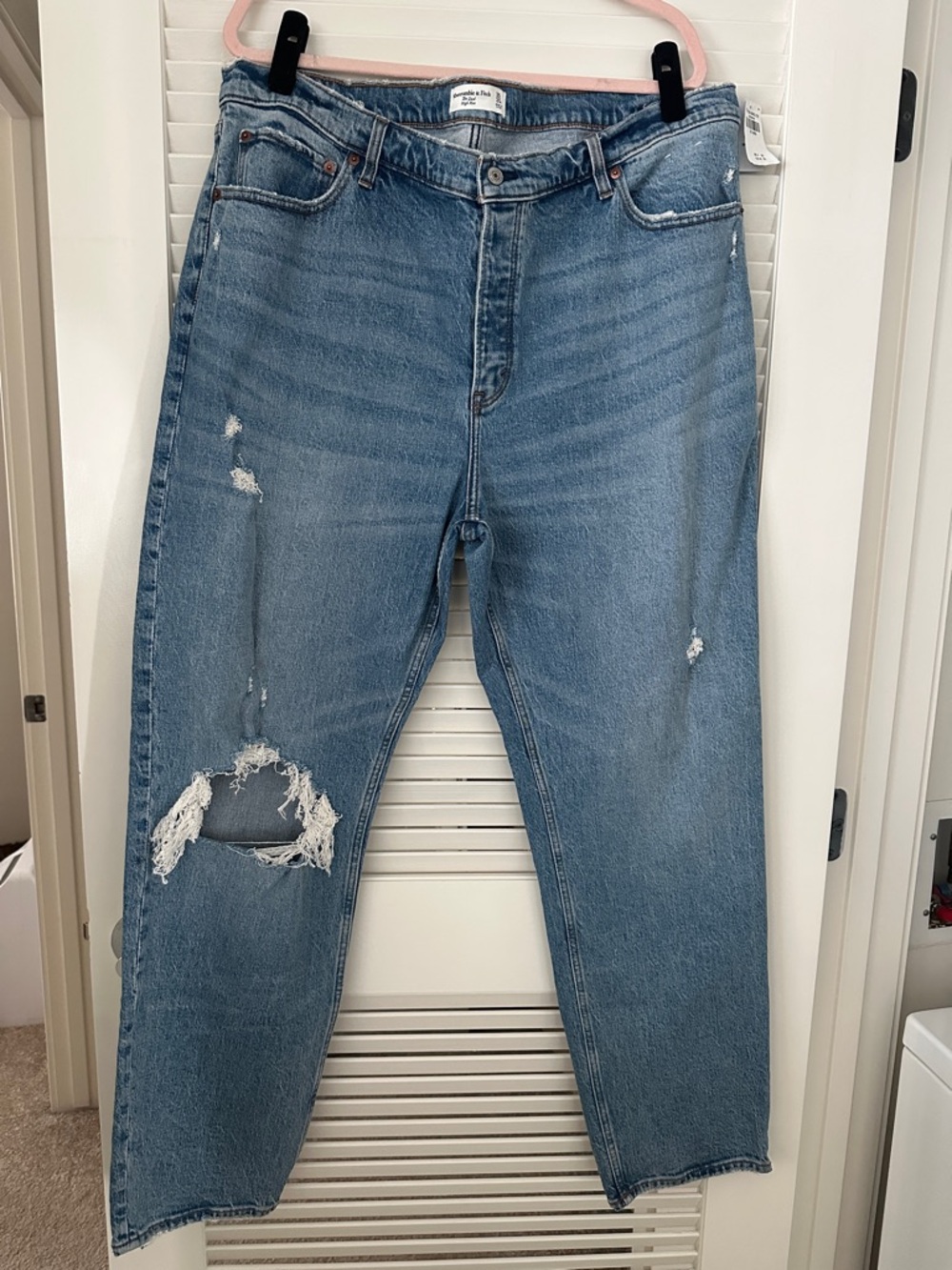 Abercrombie & Fitch Distressed Light Blue Mom Jeans